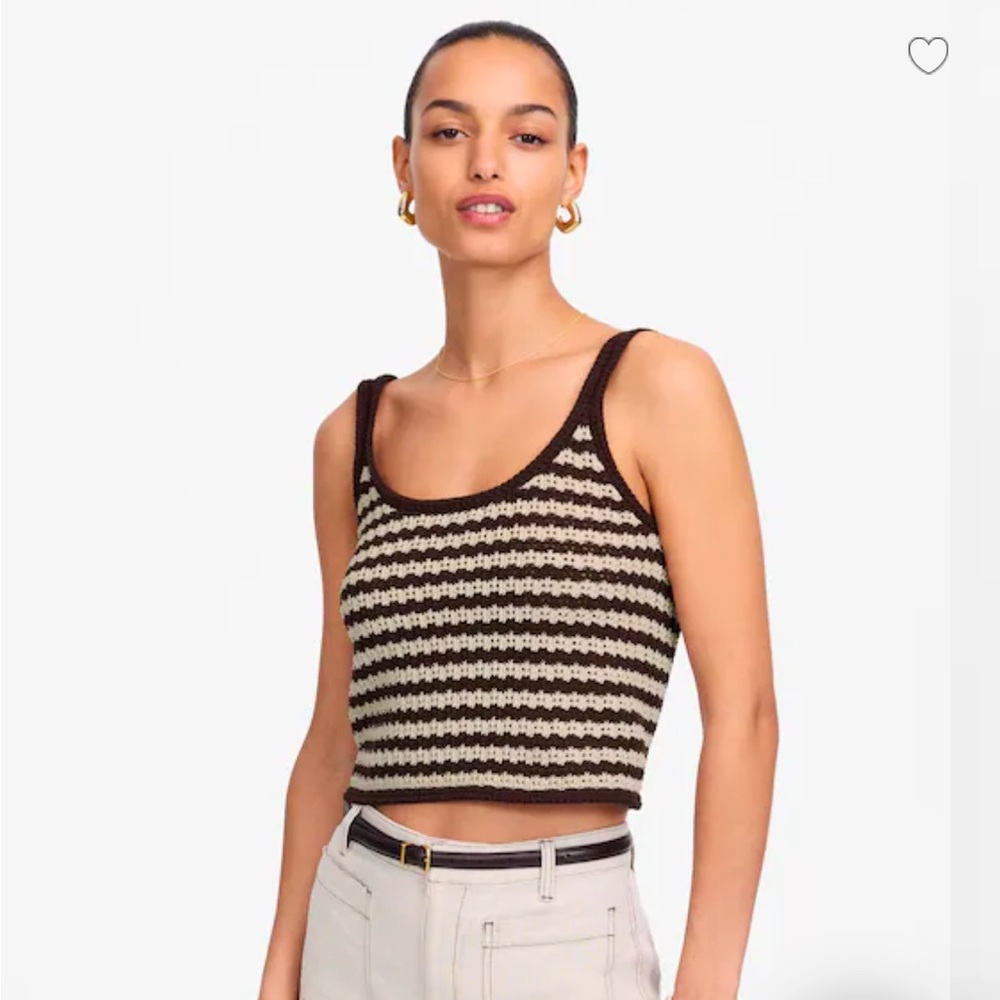 Madewell Brown and Cream Striped Knit Top